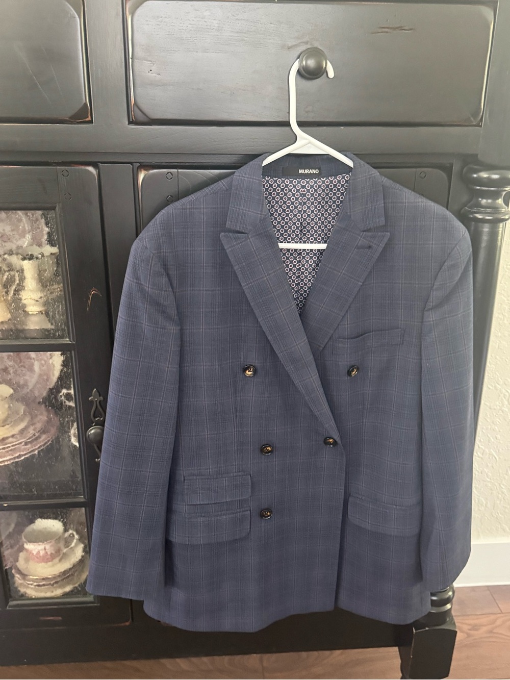 Murano Navy Plaid Large Double Breasted Jacket & 32/30 Pants